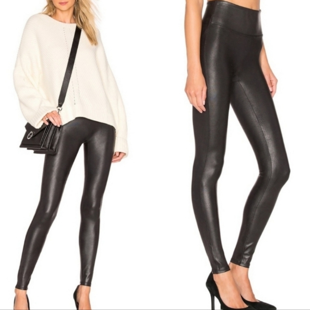 SPANX Women's Faux Leather Stretch Leggings. Size XL/TG